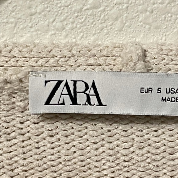Zara Womens Nude Knit Cropped Lightweight Half Sleeve Button Up Cardigan S Small - Picture 4 of 6